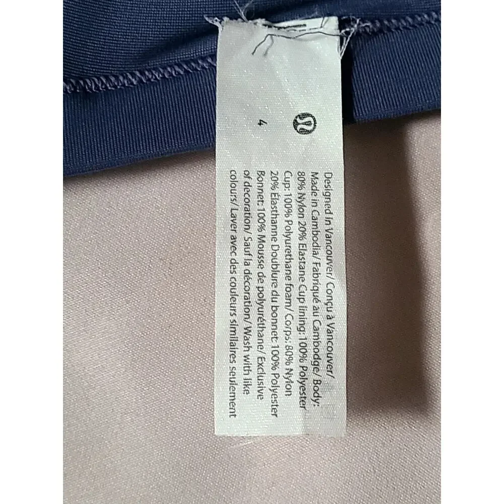 Lululemon Waterside Swim Top Blue Hail A/B Cups Size 4